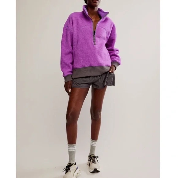 Free People FP Movement Hit the Slopes Fleece Quarter Zip Pullover Jacket XL *A - Picture 2 of 10